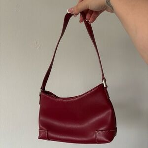Red patent leather shoulder bag